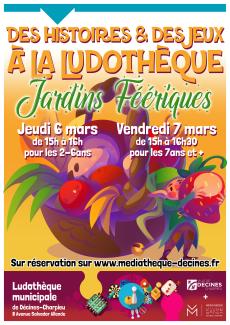 Affiche "Des Histoires et des Jeux" sur les Jardins Féériques