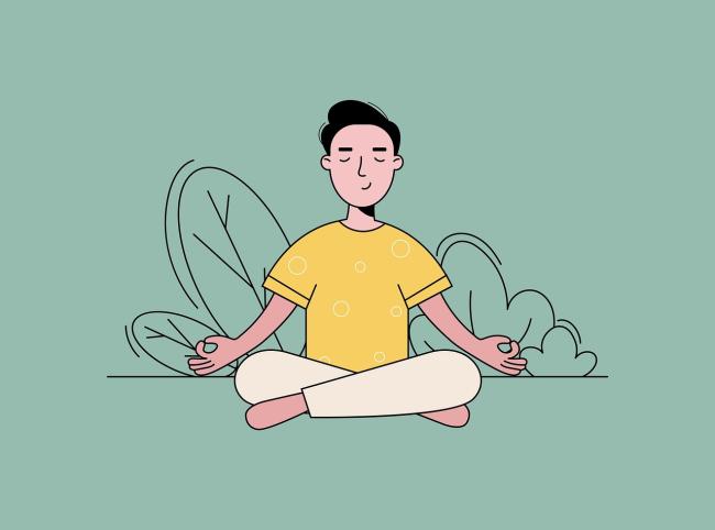 dessin personnage en position de yoga